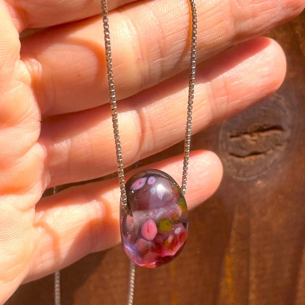 Hand Blown Glass with Silver Box Chain